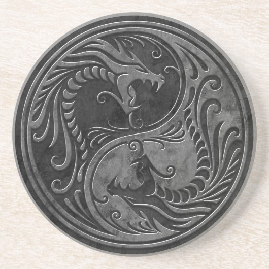 Stone Yin Yang Dragons Zandsteen Onderzetter (Voorkant)