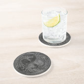 Stone Yin Yang Dragons Zandsteen Onderzetter (Zijkant)