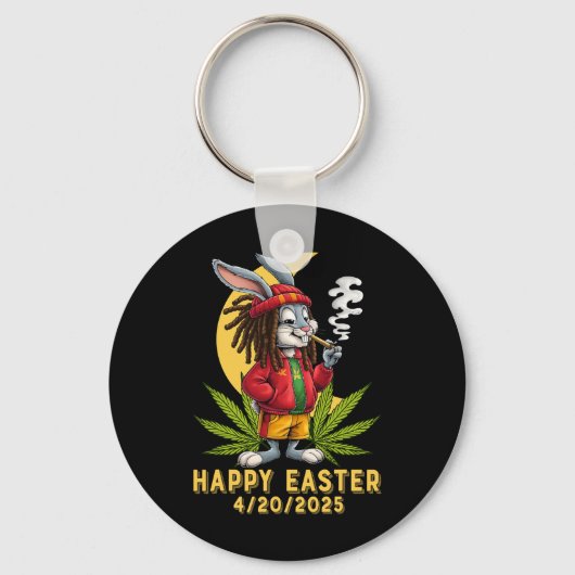 Stoned Paashaas Met Joint Pasen 2 Sleutelhanger (Voorkant)