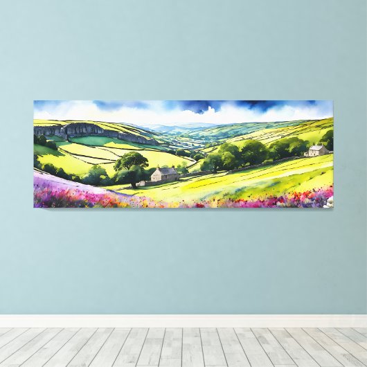 "Stonedale" Breed landschap Yorkshire Dales Scène Canvas Afdruk (Insitu (Houten vloer))