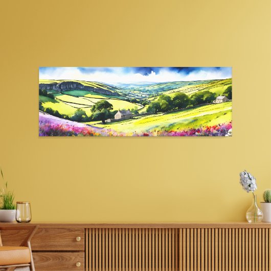 "Stonedale" Breed landschap Yorkshire Dales Scène Canvas Afdruk (Insitu (Woonkamer))