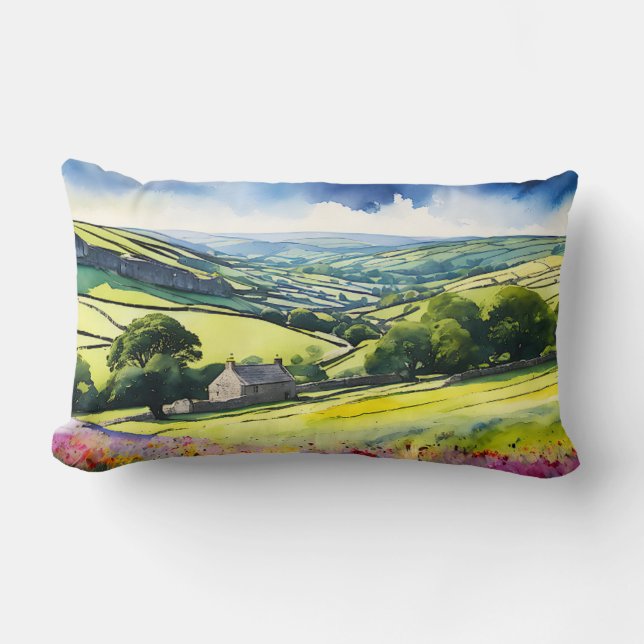 "Stonedale" Breed landschap Yorkshire Dales Scène Kussen (Voorkant)
