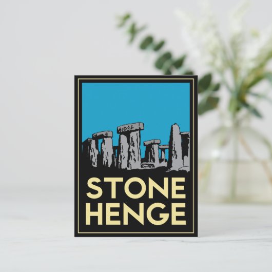 Stonehenge art deco reisposter briefkaart (Staand voorkant)