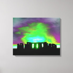 Stonehenge Aurora Wrapped Canvas Afdruk