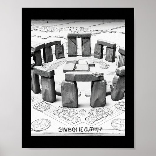 Stonehenge Blauwdruk Oude megalithische plaatsen Poster (Voorkant)