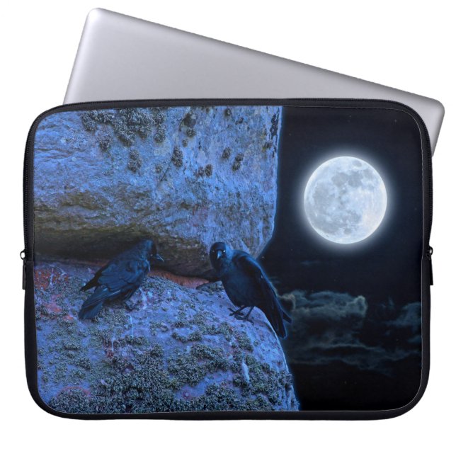 Stonehenge Celtic Circle, Jackdaws & Full Moon Laptop Sleeve (Voorkant)
