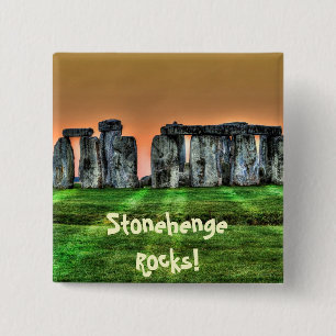 Stonehenge Celtic Standing Stones in Brittannië Vierkante Button 5,1 Cm