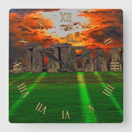 Stonehenge Celtic Standing Stones in Brittannië Vierkante Klok (Voorkant)