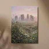 Stonehenge Dawn Mist Tall Grass Art Canvas Afdruk