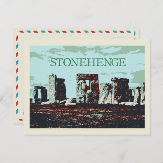 Stonehenge, Engelstalige illustratie Groot-Brittan Briefkaart (Voorkant / Achterkant)