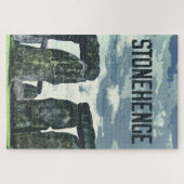 Stonehenge England retro vintage poster Briefkaart Legpuzzel (Horizontaal)