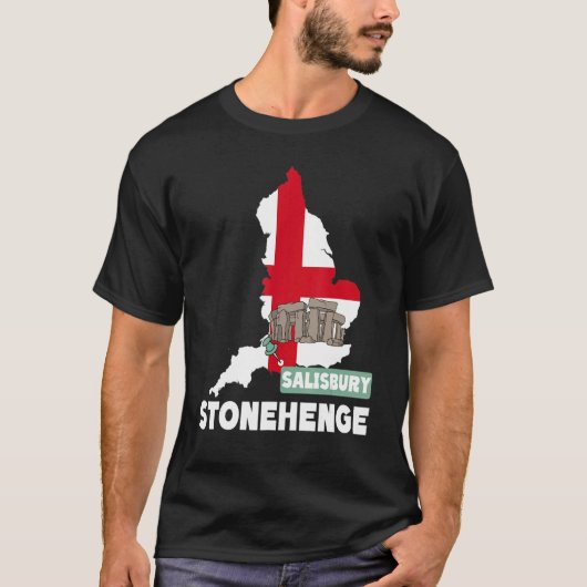 Stonehenge England Souvenir England Map Stoneheng T-shirt (Voorkant)