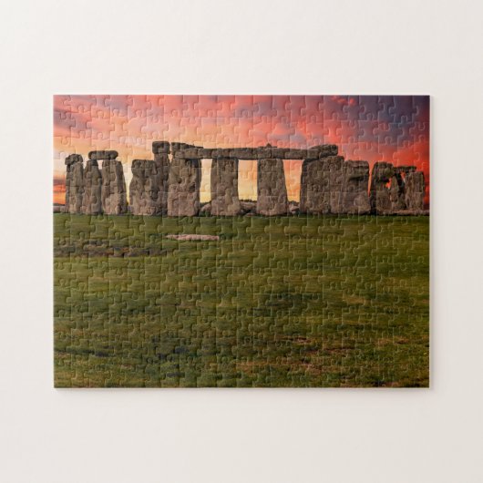 Stonehenge in Engeland tijdens kleurrijke zonsonde Legpuzzel (Horizontaal)