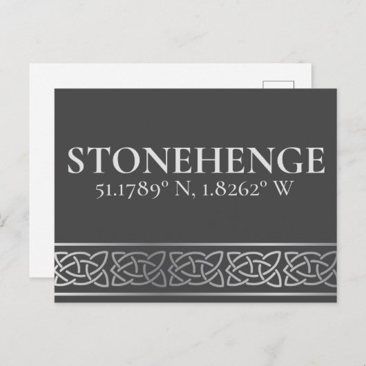 Stonehenge Latitude Longitude Dark Briefkaart (Voorkant / Achterkant)