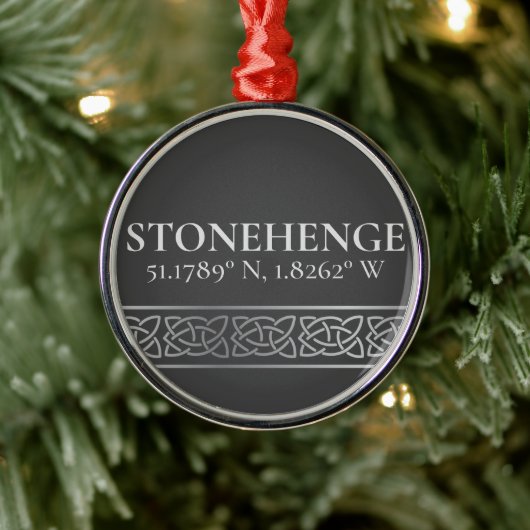 Stonehenge Latitude Longitude Dark Metalen Ornament (Boom)
