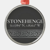 Stonehenge Latitude Longitude Dark Metalen Ornament (Voorkant)