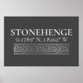 Stonehenge Latitude Longitude Dark Poster (Voorkant)
