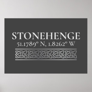 Stonehenge Latitude Longitude Dark Poster