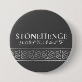 Stonehenge Latitude Longitude Dark Ronde Button 7,6 Cm (Voorkant)