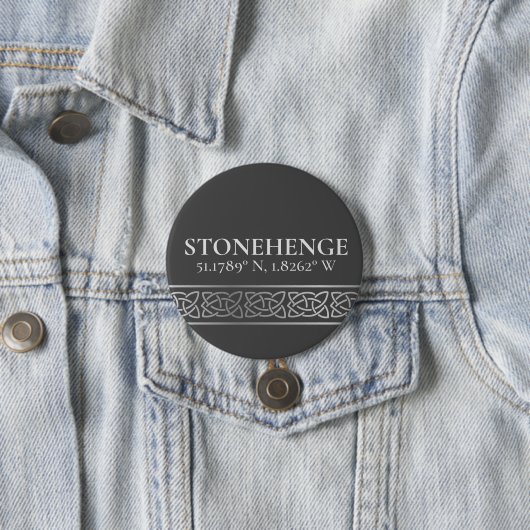Stonehenge Latitude Longitude Dark Ronde Button 7,6 Cm (In situ)