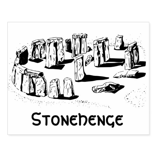Stonehenge Lijn Kunst Tekening Rubberstempel (Afrduk)