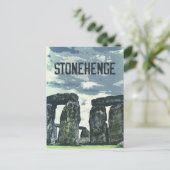 Stonehenge monument Engeland retro vintage reizen Briefkaart (Staand voorkant)