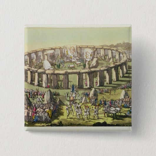 Stonehenge, of een cirkelvormige tempel van de Dru Vierkante Button 5,1 Cm (Voorkant)