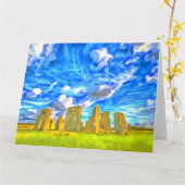 Stonehenge Pop Art Kaart (Gele Bloem)