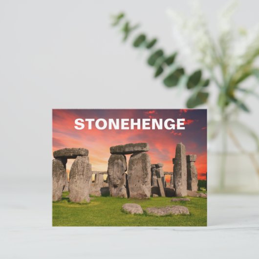 Stonehenge - Red Sunset Sky Briefkaart (Staand voorkant)