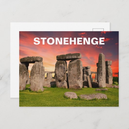 Stonehenge - Red Sunset Sky Briefkaart (Voorkant / Achterkant)