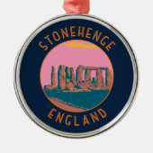 Stonehenge retro verontruste cirkel metalen ornament (Voorkant)