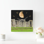 Stonehenge Standing Stones in Moonrise Vierkante Klok (Huis)