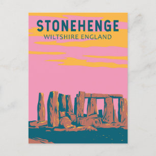 Stonehenge Travel Art Retro Illustratie Briefkaart