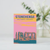 Stonehenge Travel Art Retro Illustratie Briefkaart (Staand voorkant)