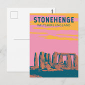 Stonehenge Travel Art Retro Illustratie Briefkaart (Voorkant / Achterkant)