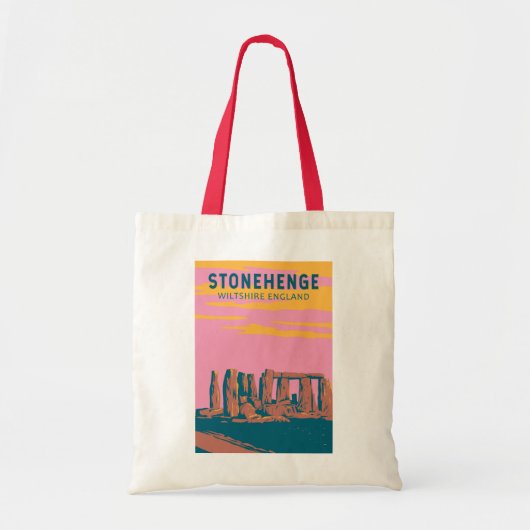 Stonehenge Travel Art Retro Illustratie Tote Bag (Voorkant)