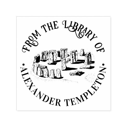 Stonehenge “Uit de bibliotheek van” Boeknaam Rond Zelfinktende Stempel (Design)