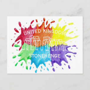 Stonehenge, verfspatten ansichtkaart briefkaart