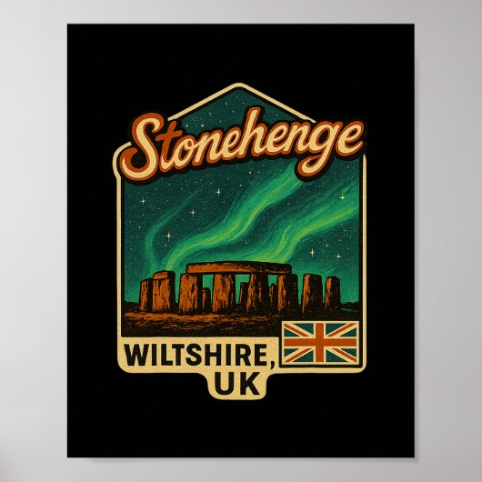 Stonehenge Wiltshire Uk Aurora Borealis Souvenir E Poster (Voorkant)