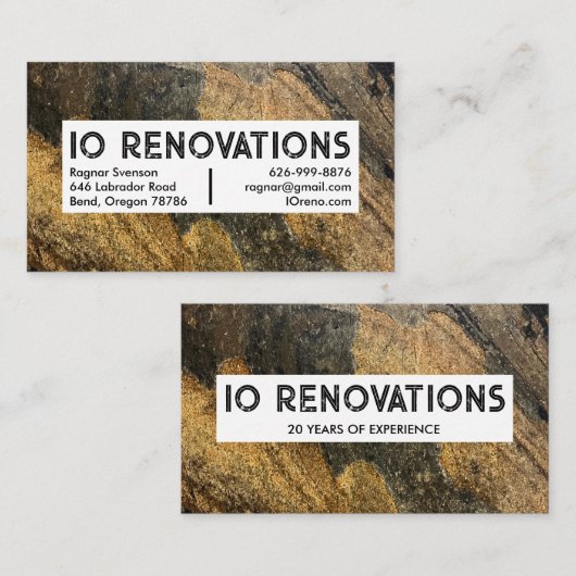 Stonemason Contractor Handyman Cool Rustic Texture Visitekaartje (Voorkant / Achterkant)