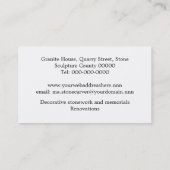 Stonemason-kruisblok van steen visitekaartje (Achterkant)