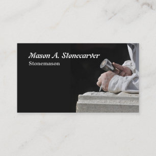 Stonemason met mallet en chisel visitekaartje