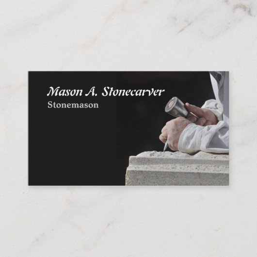 Stonemason met mallet en chisel visitekaartje (Voorkant)