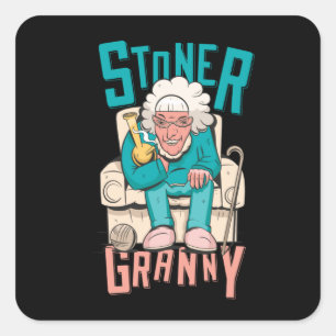 stoner granny vierkante sticker