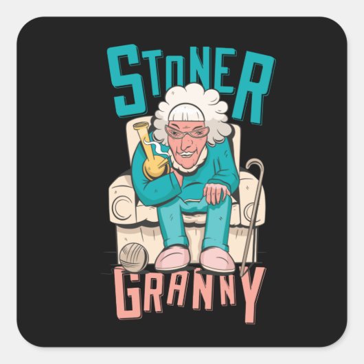 stoner oma vierkante sticker (Voorkant)