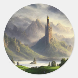 Stones Castles | Middeleeuws landschap Ronde Sticker