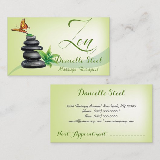 Stones Zen Therapeut Business Card Afsprakenkaartje (Voorkant / Achterkant)