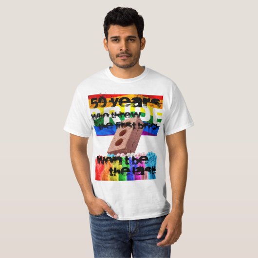Stonewall 50 jaar PRIDE T-shirt (Voorkant volledig)