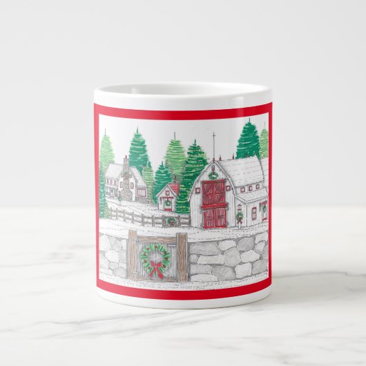 Stonewall Christmas Farm Jumbo Coffee Mug Grote Koffiekop (Voorkant)
