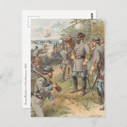 Stonewall Jackson bij First Manassas Briefkaart (Voorkant / Achterkant)